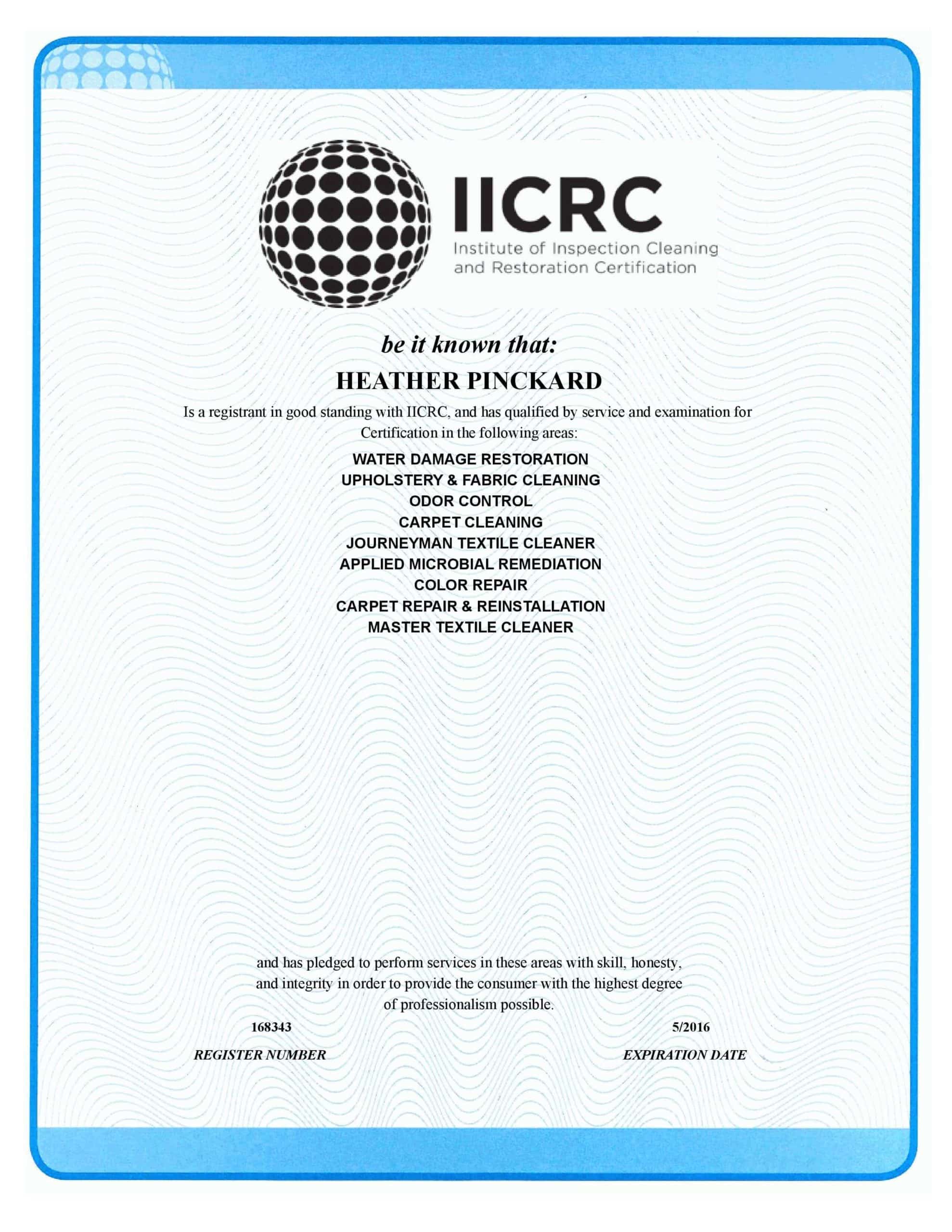 IICRC Recognition for A Step Above